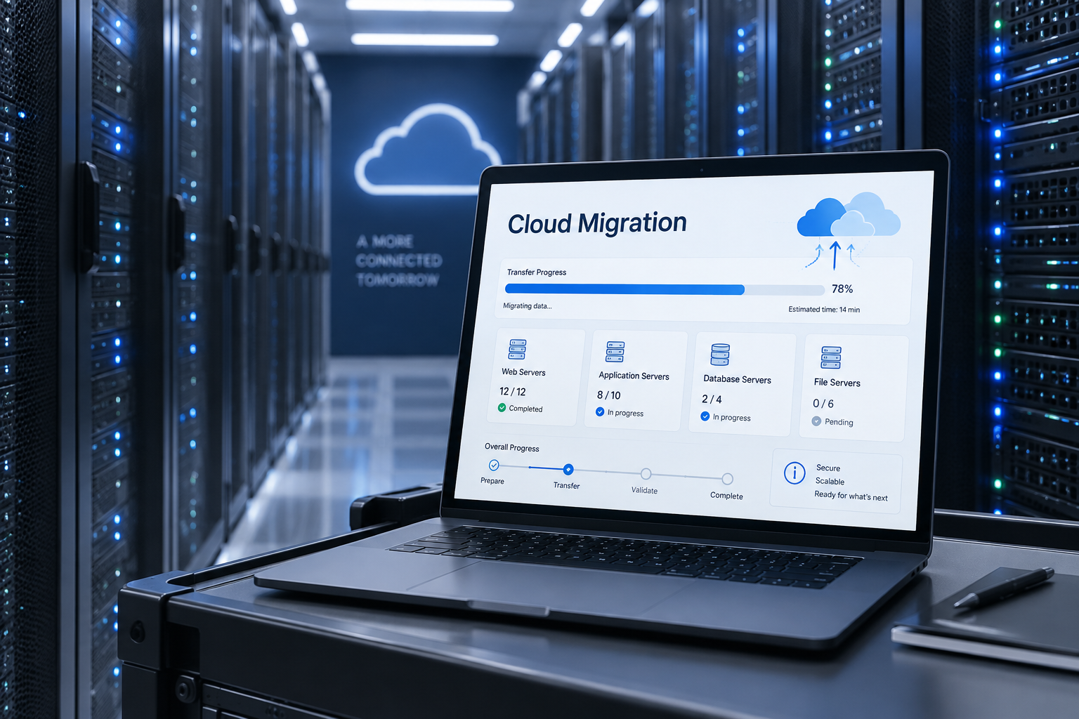 Illustrative project visual: Data Center Cloud Migration